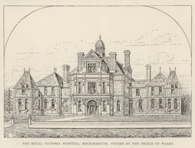 A Royal Victoria Kórház, Bournemouth, megnyitotta a walesi herceg (metszet) alkotó: English School