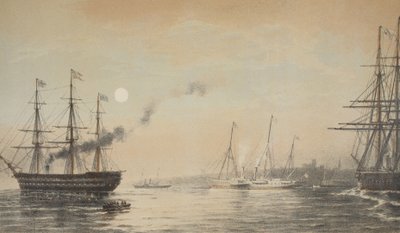 A királyi jacht Margate-nél 1863. március 5-én, VII. Edward és a dán Alexandra házasságának emlékművéből, kocsma. 1864 alkotó: English School