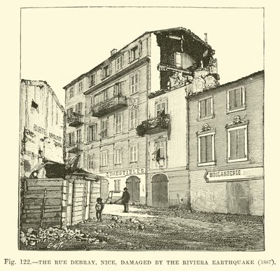 A nizzai Rue Debray, 1887-ben, a Riviera-i földrengés következtében alkotó: English School