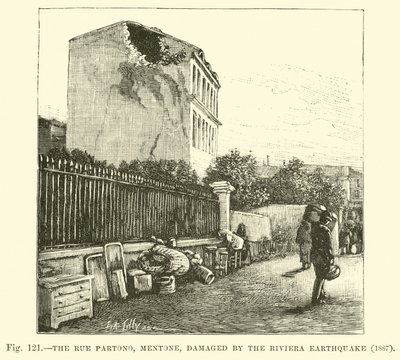 A Rue Partono, Mentone, 1887-ben, a Riviera-i földrengésben megsérült alkotó: English School