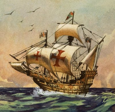 A Santa Maria, amely 1492-ben Kolumbuszt az Újvilágba vitte alkotó: English School