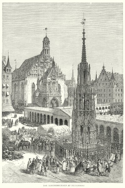 A Schonebrunnen Nürnbergben (metszet) alkotó: English School