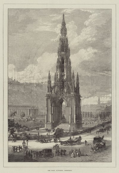 A Scott-emlékmű, Edinburgh (metszet) alkotó: English School