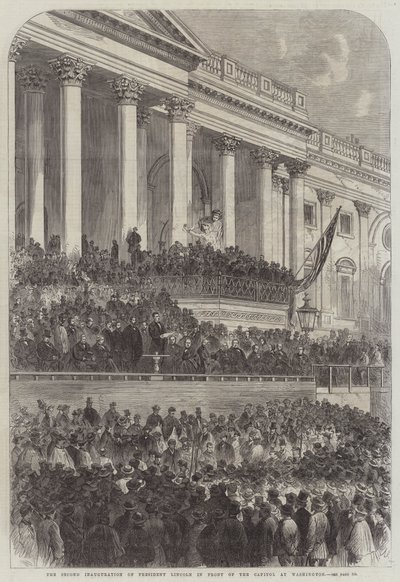 Lincoln elnök második beiktatása a washingtoni Capitolium előtt (metszet) alkotó: English School