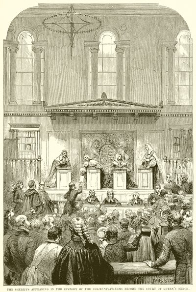 A seriffek a szolgabíró őrizetében a Court of Queens Bench előtt alkotó: English School