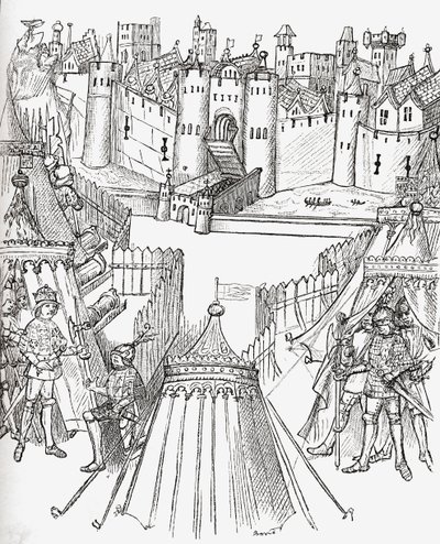 A franciaországi Rouen 1418-as ostroma, J. R. Green "A Short History of the English People" című, 1893-ban kiadott művéből. alkotó: English School