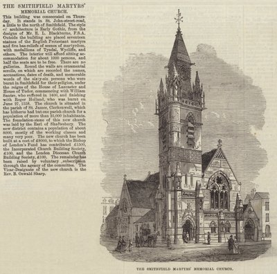 A Smithfield Mártírok Emléktemploma (metszet) alkotó: English School