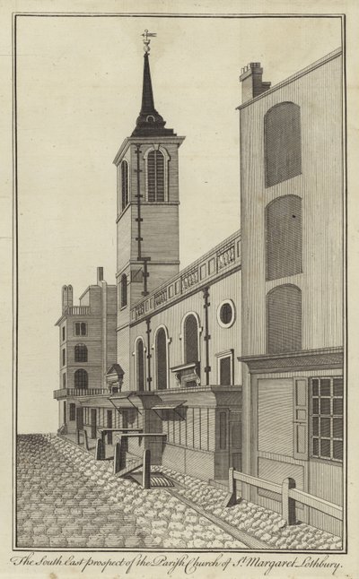 A londoni St Margaret Lothbury plébániatemplom délkeleti kilátása alkotó: English School