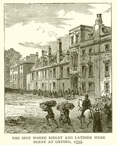 A hely, ahol Ridley-t és Latimert elégették Oxfordban, 1555-ben alkotó: English School