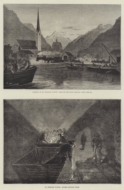 A Szent Gothard vasúti alagút (metszet) alkotó: English School