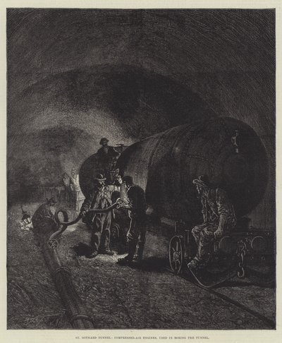 A Szent Gothard-alagút (metszet) alkotó: English School