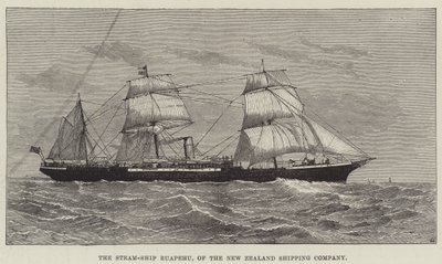 A Ruapehu Steam-Ship, az Új-Zélandi Hajózási Társaság (metszet) alkotó: English School