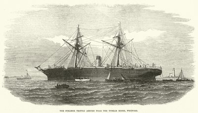 A Steamer Tripoli Ashore a Tuskar Rocks közelében, Wexford (metszet) alkotó: English School