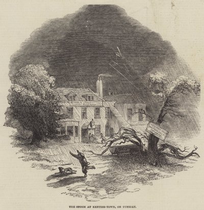 A vihar Kentish-Townban, kedden (metszet) alkotó: English School