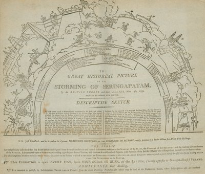 A Seringapatam vihara, Robert Ker Porter festette, panoráma a Lyceumban, Strand, London alkotó: English School