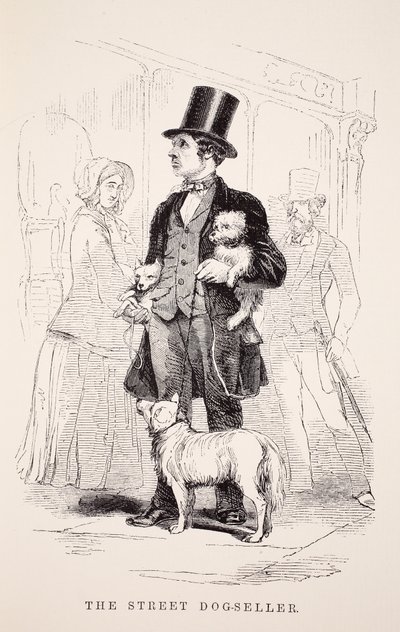 Az utcai kutyaeladó, Henry Mayhew illusztrációja a London Labor and London Poor-ből, pub. 1862 alkotó: English School