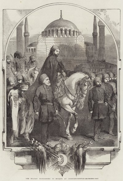 A szultán a mecset felé, Konstantinápolyban (metszet) alkotó: English School