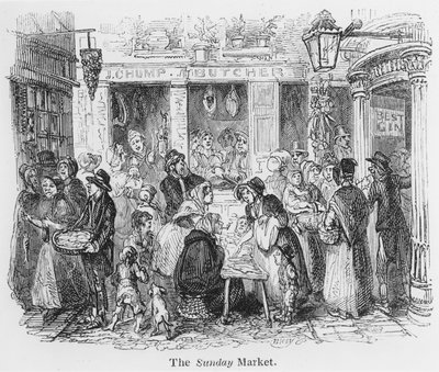 The Sunday Market, London (metszet) alkotó: English School