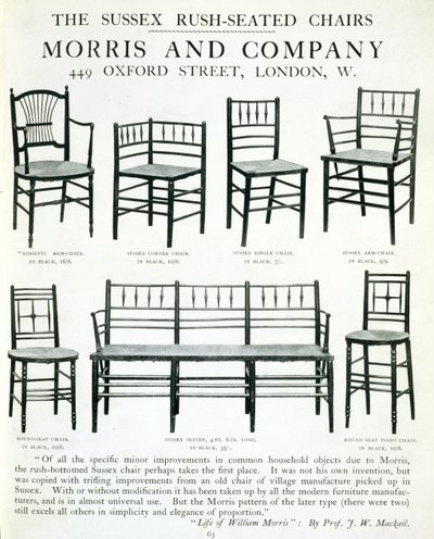 A Morris and Company által gyártott Sussex Rush-Seated Chairs alkotó: English School