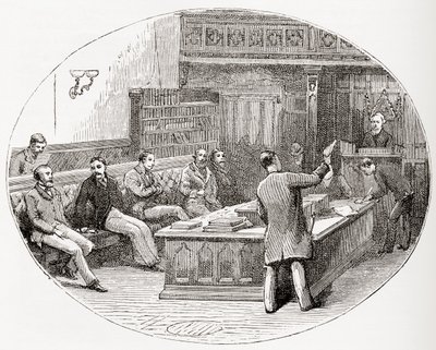A Sydney House of Assembly, Ausztrália, G.T. „A világ lakói” című művéből. Bettany, 1888-ban jelent meg alkotó: English School