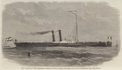 A "Telegraaf" Iron Steam-Boat, amelyet a közelmúltban épített a Messers Fop, Smit, Junior and Company, Kinderdyk, Rotterdam közelében (metszet) alkotó: English School