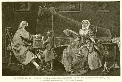 A Tschudi család: Tschudi Tuning a bemutatta Nagy Frigyesnek, 1745 alkotó: English School