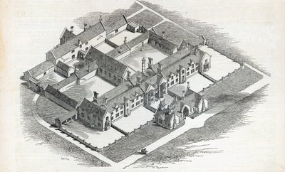 Canterburyben felállítandó Union Workhouse a The Illustrated London Newsból, 1846. november 7. alkotó: English School