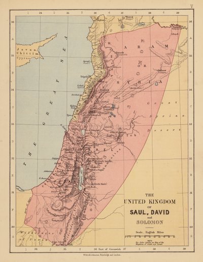 Saul, Dávid és Salamon Egyesült Királysága (színes litográfia) alkotó: English School
