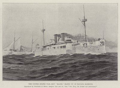 Az Egyesült Államok "Maine" hadihajóját felrobbantották Havanna kikötőjében (litho) alkotó: English School