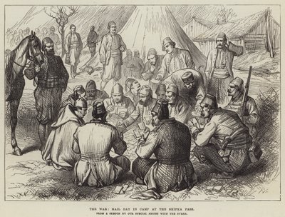 A háború, postanap a táborban a Shipka-hágónál (metszet) alkotó: English School