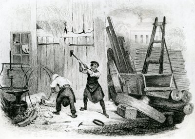The Wheel Wright, a "The Book of Trades"-ből, J. Miller metszete alkotó: English School