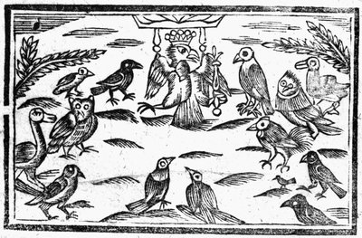 The Woody Choristers vagy The Birds Harmony, illusztráció a Roxburghe-balladák könyvéből alkotó: English School