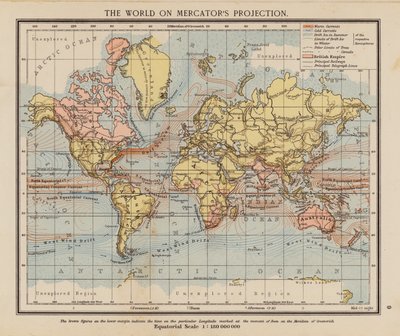 A világ Mercator vetületén (színes litográfia) alkotó: English School