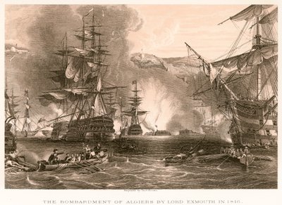 Algír bombázása Lord Exmouth által 1816-ban alkotó: English School
