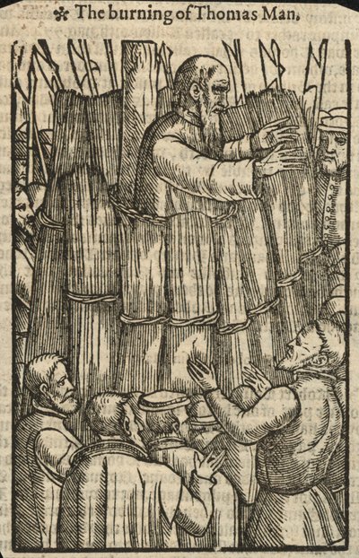Thomas Man elégetése (metszet) alkotó: English School