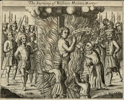 William Hunter vértanú elégetése (metszet) alkotó: English School