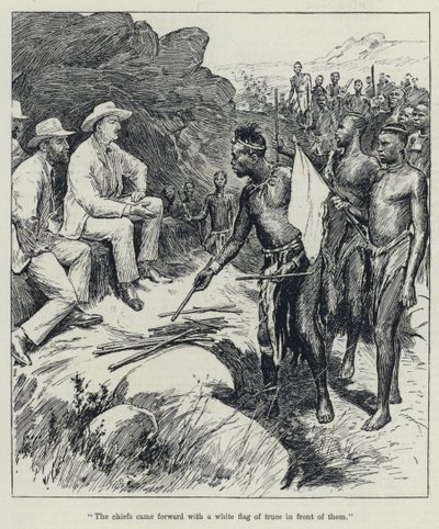 "A főnökök a fegyverszünet fehér lobogójával léptek fel előttük" (litho) alkotó: English School