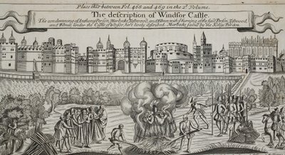 A windsori kastély leírása, illusztráció a Cselekedetek és emlékművekből, John Foxe, kilencedik kiadás, pub. 1684 alkotó: English School