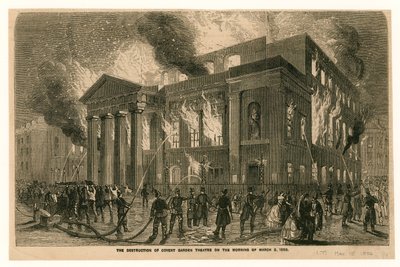 A londoni Covent Garden Színház lerombolása 1856. március 5-én reggel alkotó: English School