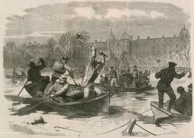 Katasztrófa a jégen a Regents Parkban; A tó vonszolása a halottakért alkotó: English School