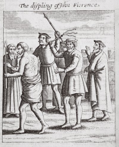 John Florence kitelepítése, illusztrációja John Foxe Cselekedetei és emlékművéből, kilencedik kiadás, pub. 1684 alkotó: English School