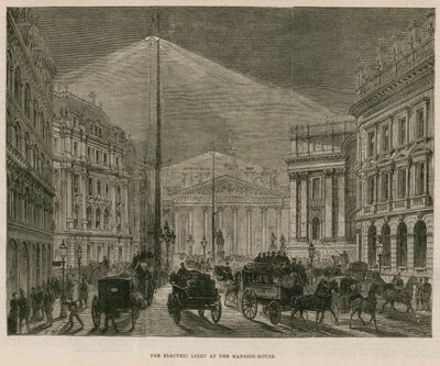 Az elektromos lámpa a Mansion House-ban, Londonban alkotó: English School