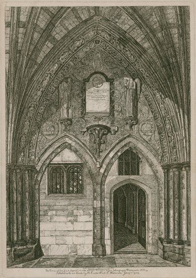 A bejárat a keleti kolostorból a londoni Westminster Abbey ősi káptalanházába alkotó: English School