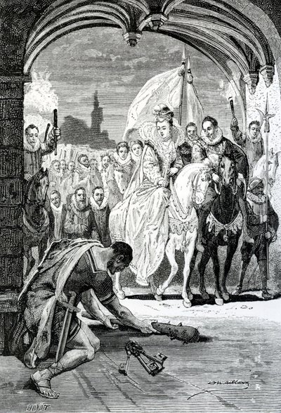 Erzsébet királynő bejárata a Kenilworth-kastélyban, 19. század alkotó: English School