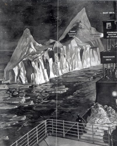 A híres jéghegy, ahogyan J. Scarrott látta a Titanic fedélzetén, 1912 alkotó: English School