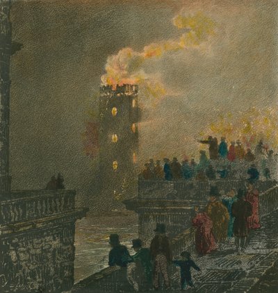 A Waterloo hídról 1826. január 5-én kitört tűz alkotó: English School
