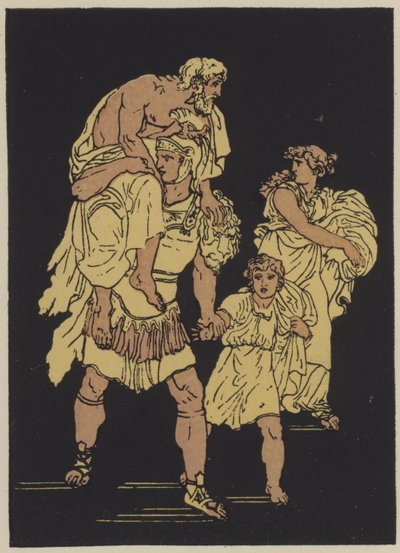 A trójai menekülés (színes litográfia) alkotó: English School