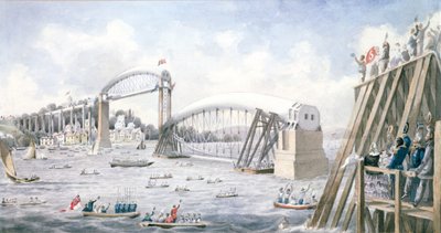 A Royal Albert Bridge utolsó szakaszának lebegtetése, Saltash (wc papíron) alkotó: English School