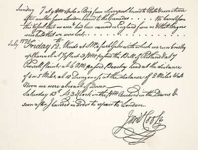James Cook kézírása, 1771. július alkotó: English School