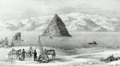 A tarack a Piramis-tónál 1844 januárjában, John C. Fremont 1842-ben a Sziklás-hegységbe és Oregonba és Észak-Karolinába 1843-44-ben végzett felfedező expedícióból, 1845-ben megjelent (világít) alkotó: English School
